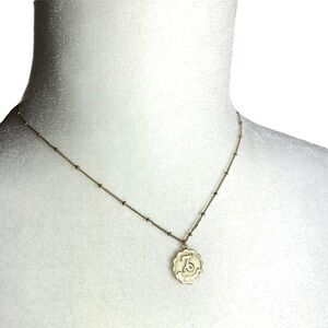Gold Tone Capricorn Zodiac Short Length Necklace
